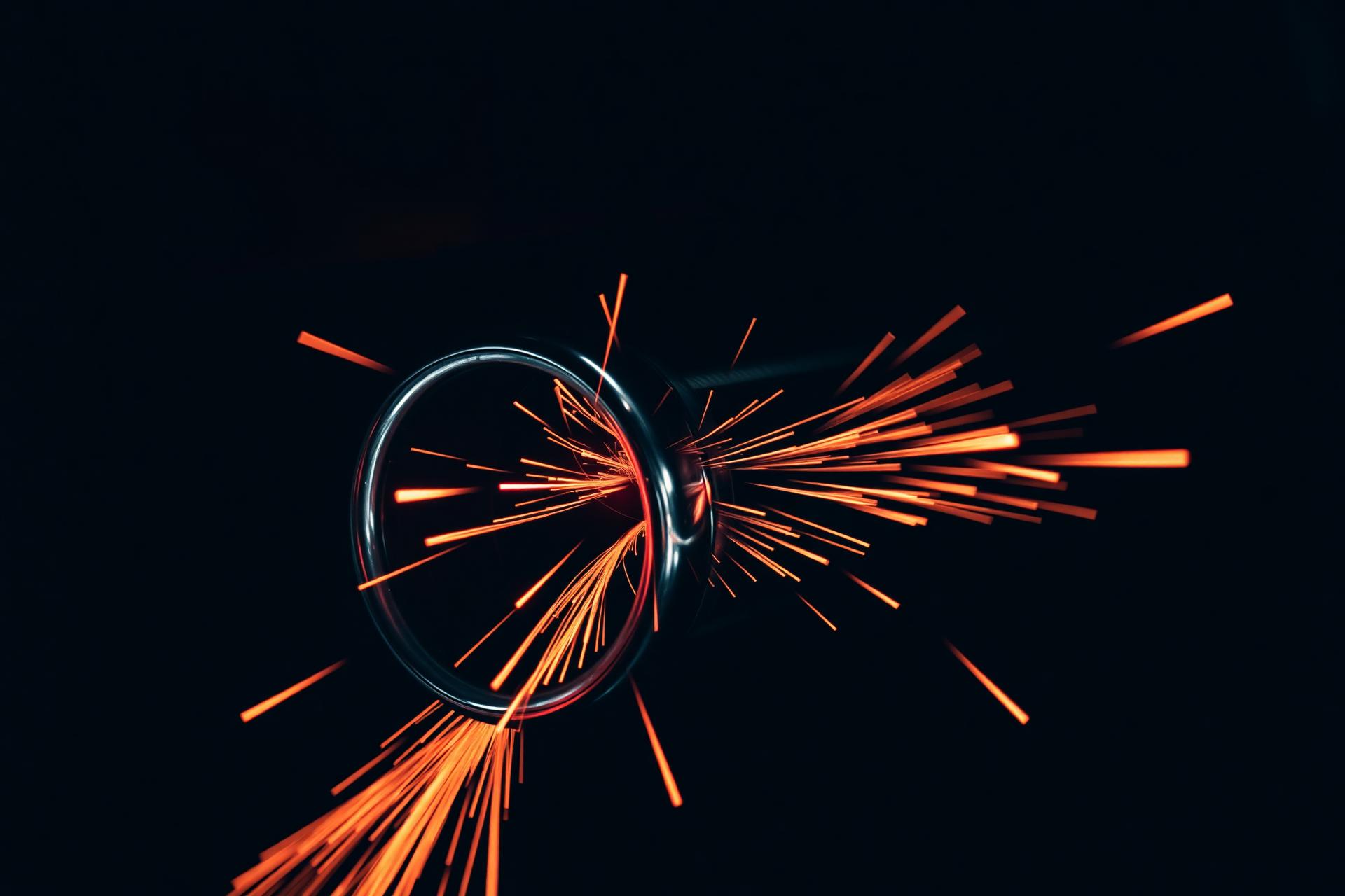 Custom exhaust pipe with welding sparks